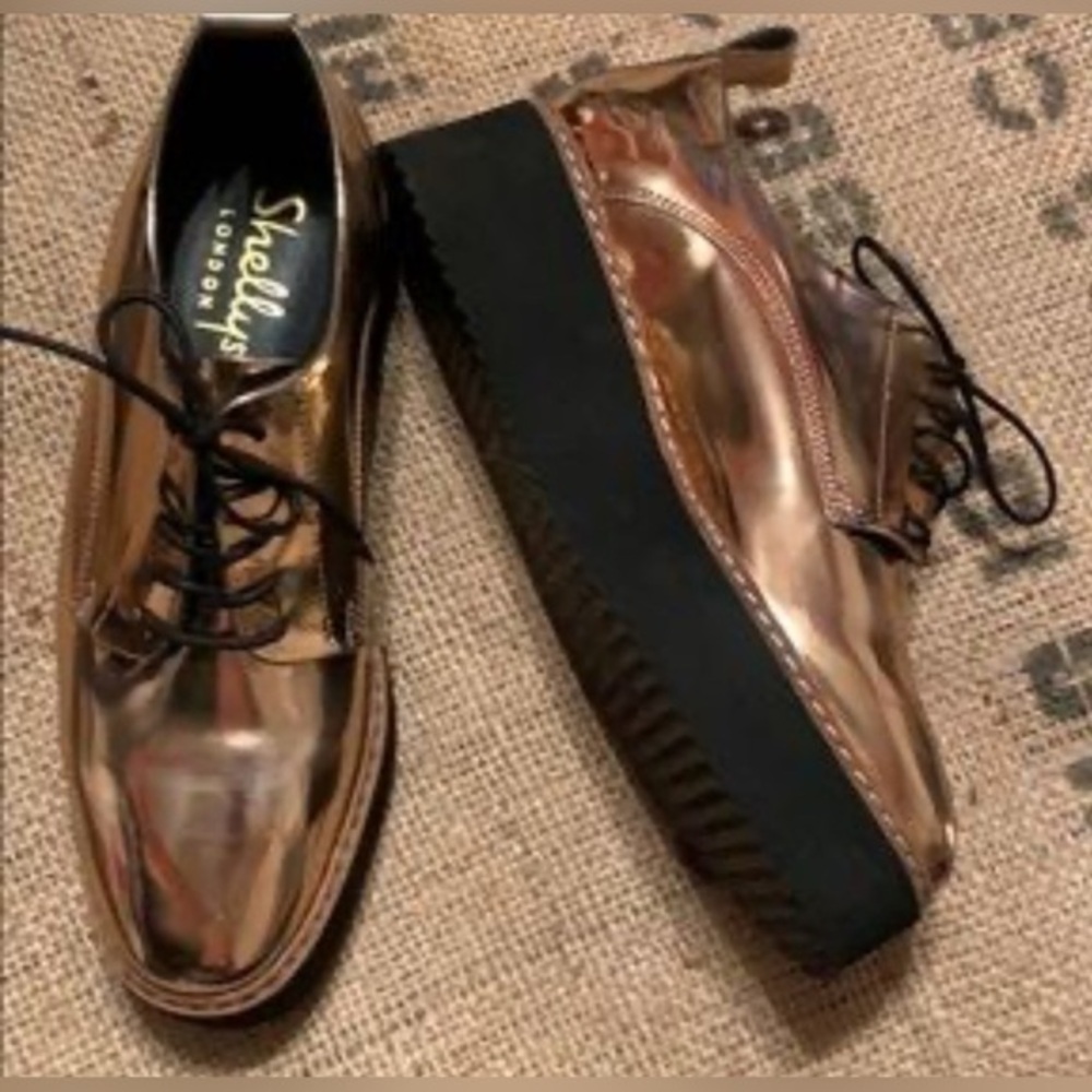 Shelly’s London Mirror Metallic platform shoes size EU39/US8-8.5 EUC